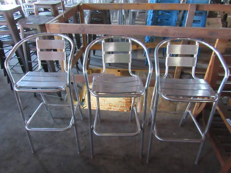 lot 1870 image: Lot Of (3) Matching Aluminum Bar Height Chairs