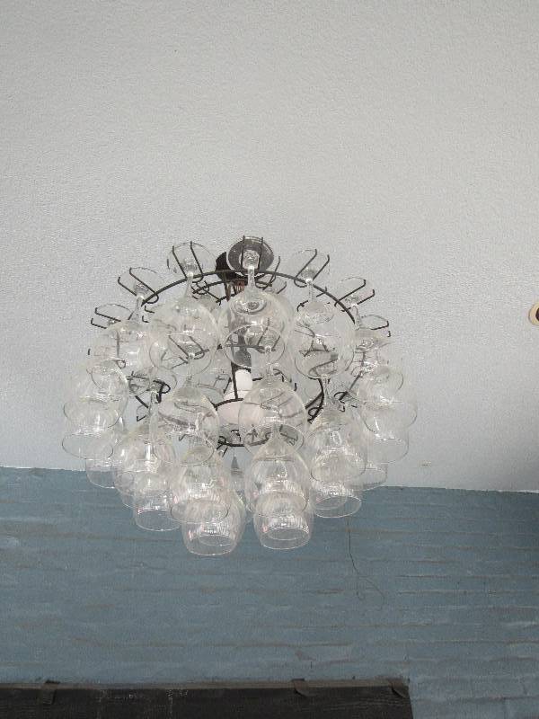 lot 1764 image: Custom Made Wine Glass Chandelier