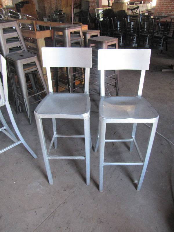 lot 1780 image: Pair Of Aluminum Constructed Bar Height Chairs