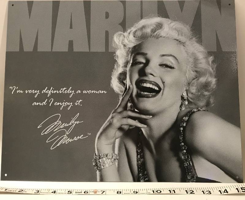 lot 2262 image: Big Tin Sign - Marilyn Monroe - Definitely a Woman