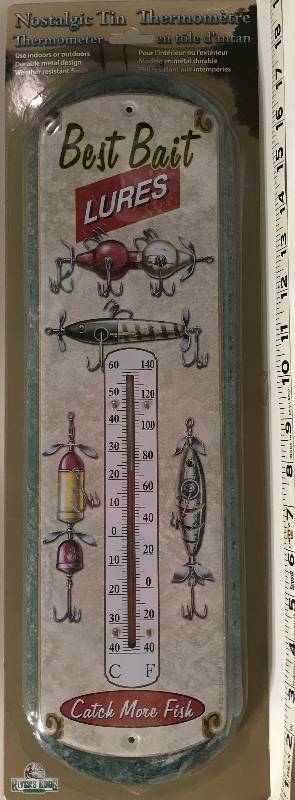 lot 2266 image: Huge 17 Best Bait LURES Thermometer - Fishing Themed
