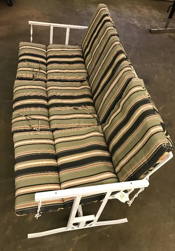 lot 2305 image: Outdoor Patio Glider Chair with Reversible Cushions