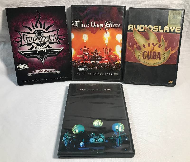 lot 2200 image: 4 Music DVDs - Three Days Grace, Audioslave, Godsmack & Primus