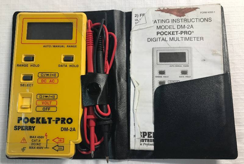 lot 2209 image: Sperry Pocket-Pro DM-2A Digital Multimeter with Manual and Case
