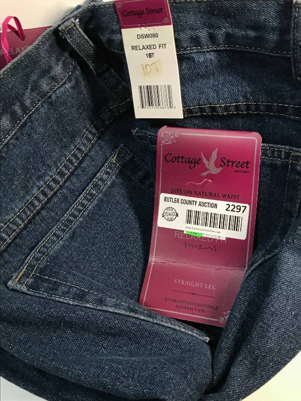 lot 2297 image: Cottage Street DENIM BLUE JEANS NEW with tags size 10T Relaxed fit