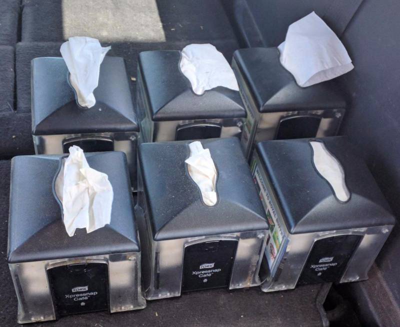 lot 9018 image: Lot of 5 Tork Xpressnap Cafe Napkin Dispensers