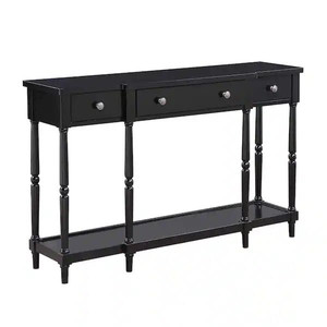 lot 67102 image: Convenience Concepts Cheyenne 52 in. Black Standard Rectangle Wood Console Table with 3 Drawers and Shelf