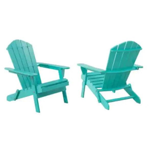 lot 67108 image: Hampton Bay Seaglass Folding Wood Patio Adirondack Chair (2-Pack