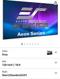 lot 67114 image: Elite Screens Aeon Series, 120-inch 169, 8K  4K Ultra HD Home Theater Fixed Frame EDGE FREE Frame only