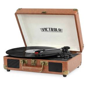 lot 67131 image: Victrola - Bluetooth Stereo Turntable - Brown