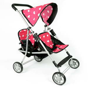 lot 67161 image: The New York Doll Collection First Doll Twin Stroller - Cutest Heart Design Doll Twins Stroller - Great Toy Gift for Girls