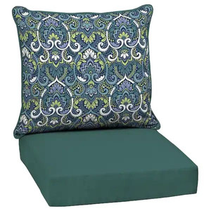 lot 67177 image: ARDEN SELECTIONS 24 in. x 24 in. 2-Piece Deep Seating Outdoor Lounge Chair Cushion in Sapphire Aurora Blue Damask