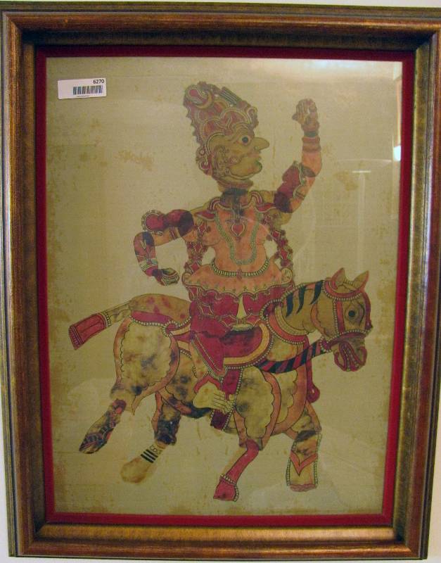 lot 6270 image: Framed Picture - Very unique style Art Deco Man on a Horse - 25 x 31.5