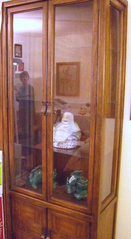 lot 6308 image: Lighted China  Curio Cabinet with 3 Glass Shelves - Please Look at Pictures  32 x 80 x 16