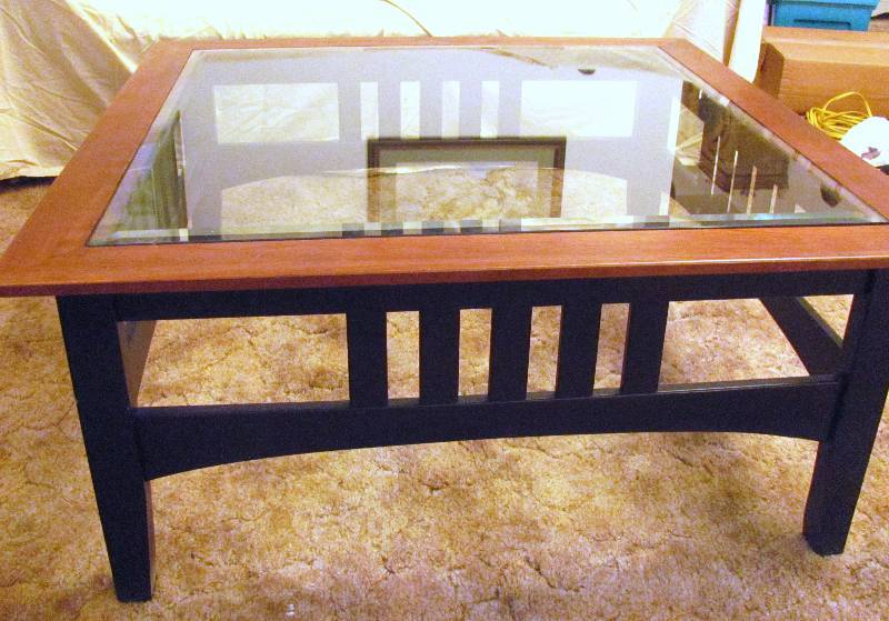 lot 6324 image: Coffee Table with Glass Top 38 x 38