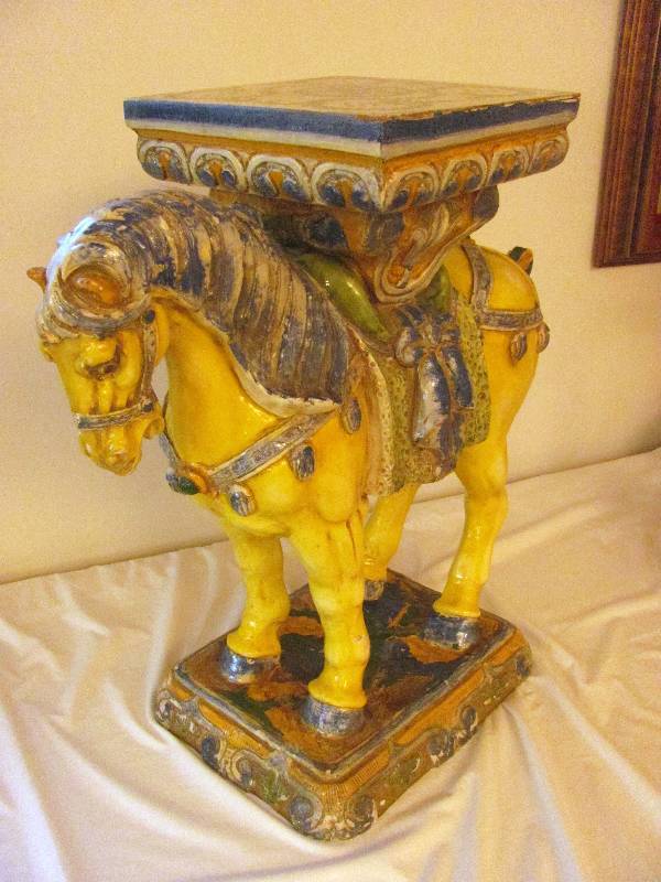 lot 6327 image: Yellow Horse Table or Plant Stand