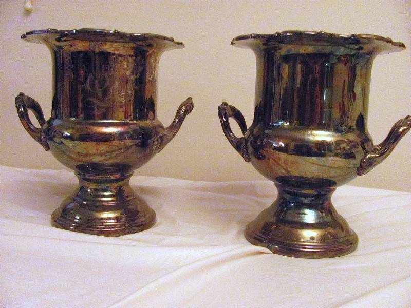 lot 6332 image: 2 Piece Silver Plate Engraved 10 Containers