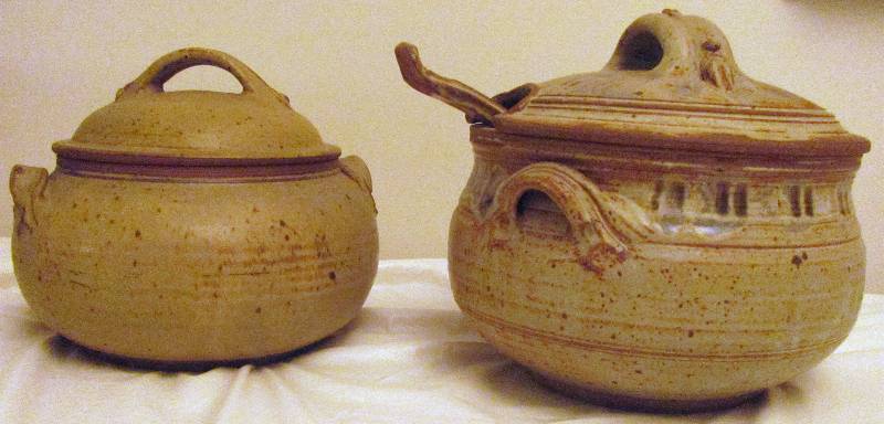 lot 6333 image: 2 Piece Stone Ware - Both with Lids and One with Laddle