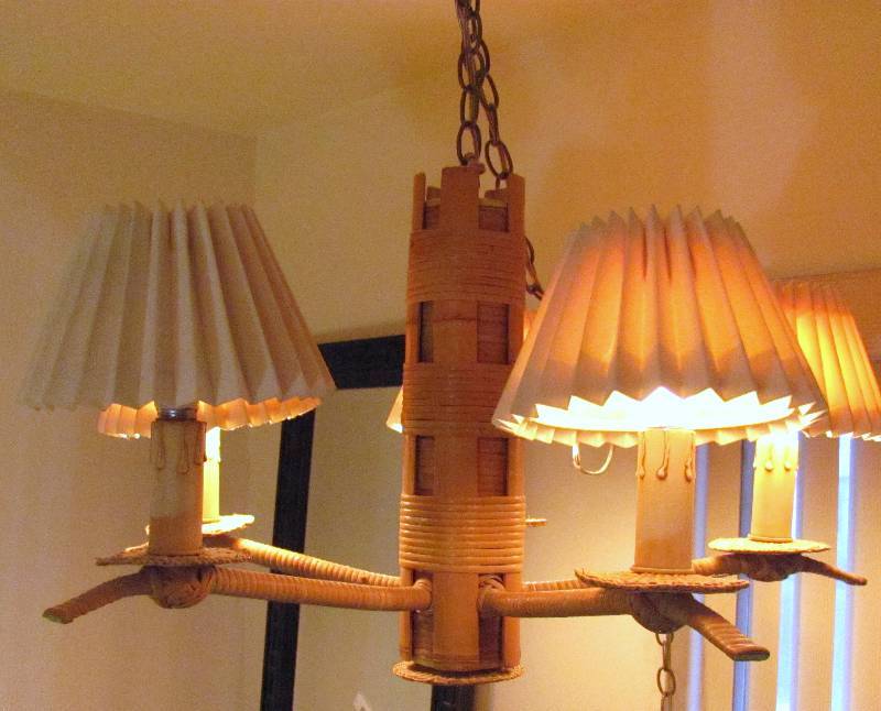 lot 6389 image: Bamboo Swag Lamp - Neat Lamp