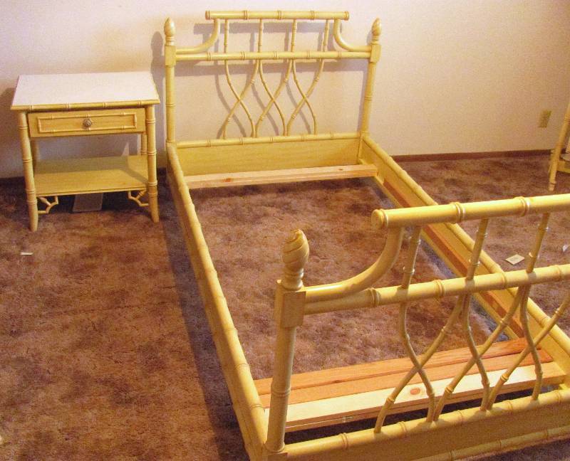lot 6400 image: Twin Bed Frame and Night Stand - 2 Piece