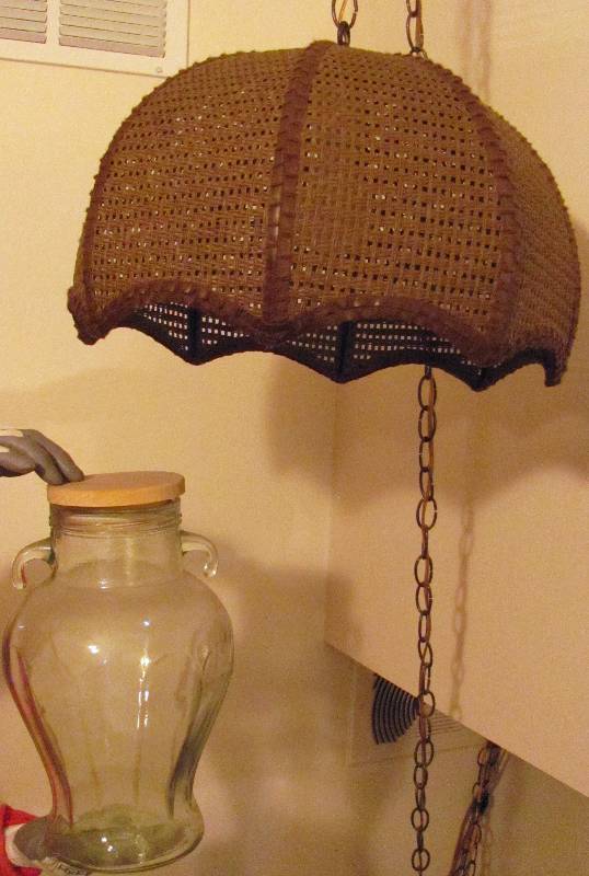 lot 7040 image: Swag Lamp & Glass Jar with Lid