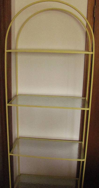 lot 7096 image: Glass and metal shelf - great for a kitchen