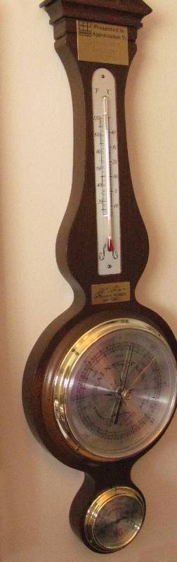 lot 7111 image: Wall mirror and Weather barometerthermometer