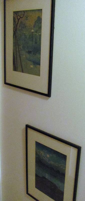lot 7113 image: 2 pictures - in glass frames with mats. House and Nature