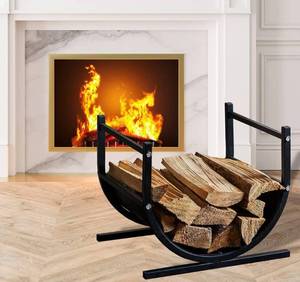 lot 55555 image: XsDevecor Firewood Log Rack Hoop, Heavy Duty Steel Fireplace Wood Storage Holder for Fireplace Pit, Indoor & Outdoor, 20 Inch