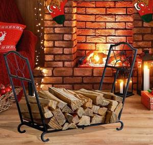 lot 55556 image: XsDevecor Firewood Log Rack Hoop, Heavy Duty Steel Fireplace Wood Storage Holder for Fireplace Pit, Indoor & Outdoor, 37 Inch