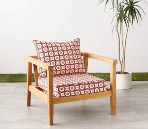 lot 55575 image: retails for 98.99 Amazon Basics Deep Seat Outdoor Patio Seat and Back Cushion Set 25 x 25 x 5 inches and 28 x 22 x 5 Inches, Red Orange Geo