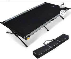 lot 55579 image: retails for 119.99 EVER ADVANCED Extra Wide Camping Cot for Adults Oversized XXL Sleeping Cots Folding Cot Bed with Carry Bag Support to 550 lbs