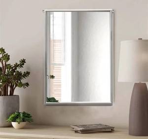 lot 55587 image: HEYFOXES 22�30, Silver Rectangular Wall-Mirror, Metal Frame, Vertical or Horizontal Hanging, for Bathroom, Hallway or Living Room