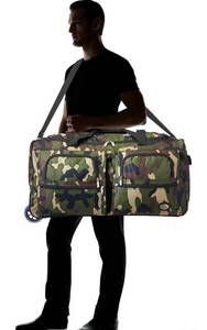 lot 55591 image: retails for 120.00 Rockland Rolling Duffel Bag, Camouflage, 30-Inch