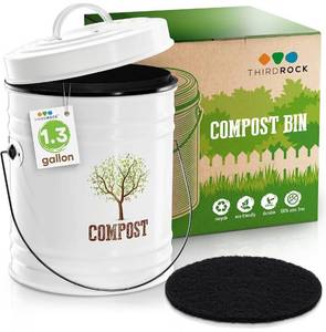 lot 55620 image: retails for 41.99 Third Rock Compost Bin Kitchen �� 1.3 Gallon Countertop Compost Bin with Lid �� Kitchen Compost Bin Countertop �� Indoor Compost Bin Kitchen Counter Includes Inner Compost Bucket Liner - Indoor Composter
