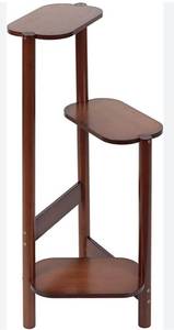 lot 55633 image: unho 3-Tier Bamboo Plant Stand Corner Shelf Flower Bonsai Pot Display Holder Side Table for Small Potted Succulent Planters and Decor Indoor Outdoor (Brown)