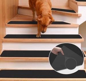 lot 55634 image: 5pcs Rubber Stair Treads 9.8 by 29.8-Inch Indoor Outdoor Stair Treads Rubber Step Mats, Non-Slip Step Mat for Entrance, Stairs, Black