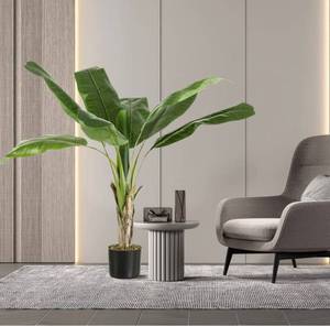 lot 55667 image: ALLTOP TURF Nearly Natural 40 Artificial Banana Plant(9 Leaves) Fake Tropical Palm Tree for Home Garden Office Store Floor Decoration, with Black Pot