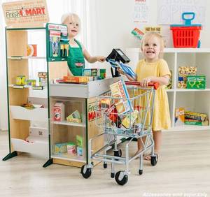 lot 55671 image: retail319.99 Melissa & Doug Freestanding Wooden Fresh Mart Grocery Store - Supermarket Pretend Play, Kids Play Store, Toy Food Stand For Toddlers And Kids Ages 3 - FSC-Certified Materials