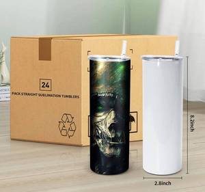lot 55673 image: AGH 24 Pack 20oz Sublimation Tumblers with Metal Sraws and Lids Straight Skinny Tumblers Bulk, Stainless Steel Vacuum Insulated Tumblers, Double Wall Sublimation Tumbler Keep Coffee Chilled for Hours
