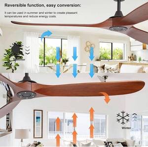 lot 55674 image: reiga 70 Modern Solid Wood Blades Outdoor Ceiling Fan with App, Alexa, Google Home, Remote Control, 6-speed Reversible DC Motor for Home and Commercial