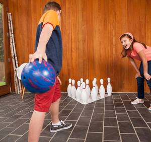 lot 55675 image: Champion Sports Plastic Bowling Pins Set for Training & Kids Games , RedWhite