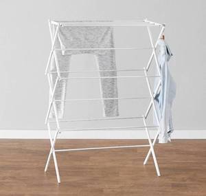 lot 55686 image: Amazon Basics Foldable Laundry Rack for Air Drying Clothing -White