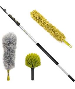 lot 55687 image: DocaPole Microfiber Duster with Extension Pole - 6-24 Ft Extendable Pole - High Ceiling Fan, Cobweb, Wall, House Cleaning Kit for High Reach - Indoor & Outdoor Dusting