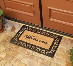 lot 55692 image: Rubber-Cal Welcome to Your Fortress Outdoor Coco Coir Welcome Doormat, 18 x 30-Inch