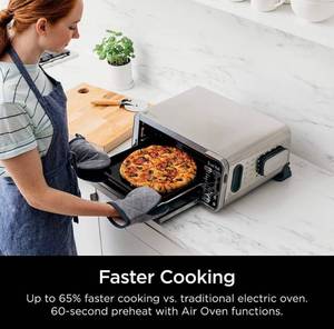 lot 55693 image: retail 329.99 Ninja SP351 Foodi Smart 13-in-1 Dual Heat Air Fry Countertop Oven, Dehydrate, Reheat, Smart Thermometer, 1800-watts, Silver