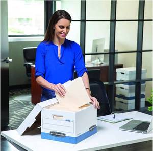lot 55703 image: Bankers Box 0076315 STORFILE Medium-Duty Storage Boxes, FastFold, Lift-Off Lid, LetterLegal, Pack of 20