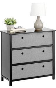 lot 55712 image: mDesign Modern Wide Dresser Drawer Storage Organization Chest - 3 Fabric Bin Drawers, Organizer Furniture Cabinet Unit for Bedroom, Hallway, Entryway, and Office - Easy Pull Handles - BlackCharcoal