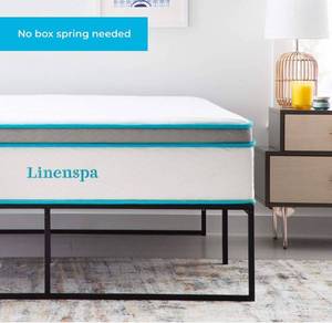 lot 55714 image: Linenspa 14 Inch Metal Platform Full Bed Frame with Storage Space Under Frame, Full Platform Bed Frame, No Box Spring Needed