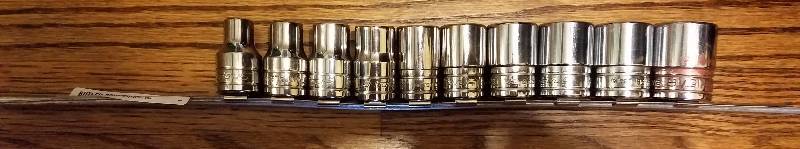 lot 7897 image: 10 Piece Snap-On 12 Socket Set -  SNAP-ON 